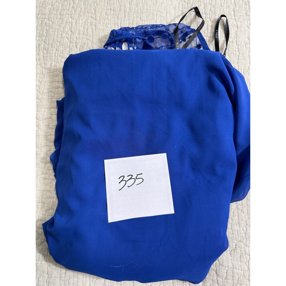 Y2K B Darlin Royal Blue Heavily Embellished Halter Chiffon Juniors 9/10 Formal - Picture 11 of 13
